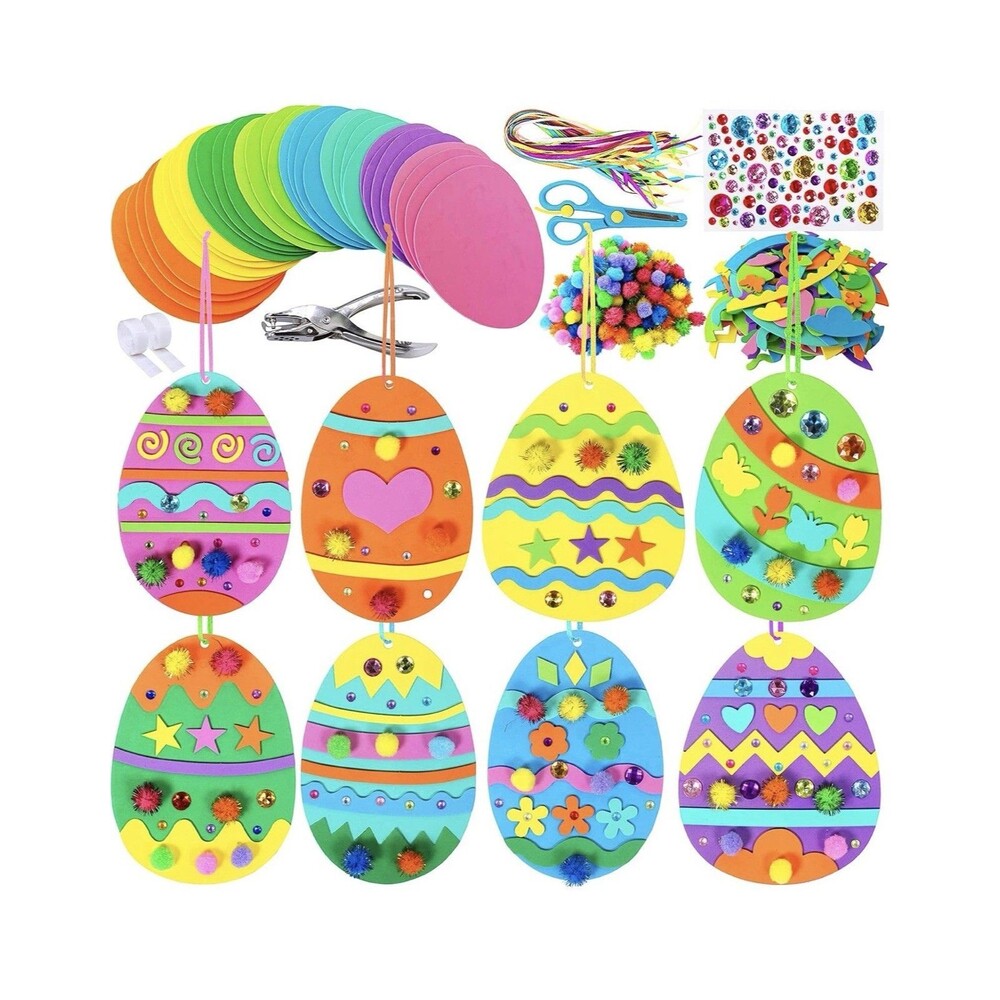 32 Sets Magic Color Scratch Art Easter Egg Ornaments Decorations DIY Easter C...